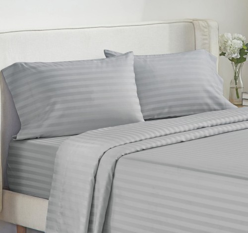 Durable Stripe King Size Bedsheet Luxury Comfort T132
