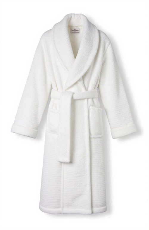 Premium White Waffle Weave Cotton Hotel Spa Bathrobe with Shawl Collar
