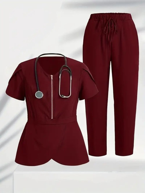 Breathable Woven Fabric Hospital Scrub Suit for Professionals